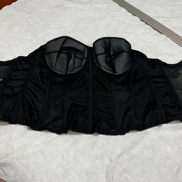 Dominique Lace Longline Bustier Black Firm Shaping Corset Top 38F - Picture 3 of 16